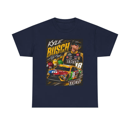Navy NASCAR racing tee with square Kyle Busch car #18 graphic
