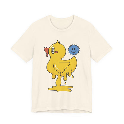 Cream graphic duck T-shirt with blue smiley companion print