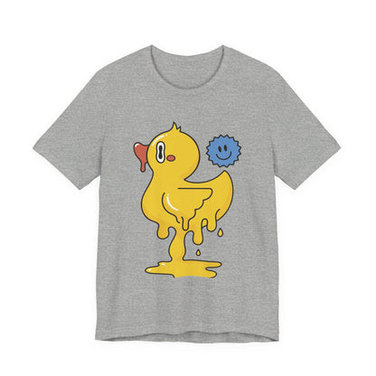 Heather gray graphic duck T-shirt with blue smiley companion print
