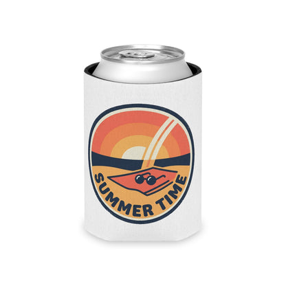 White can cooler on a soda can with retro sunset logo and 'SUMMER TIME' text