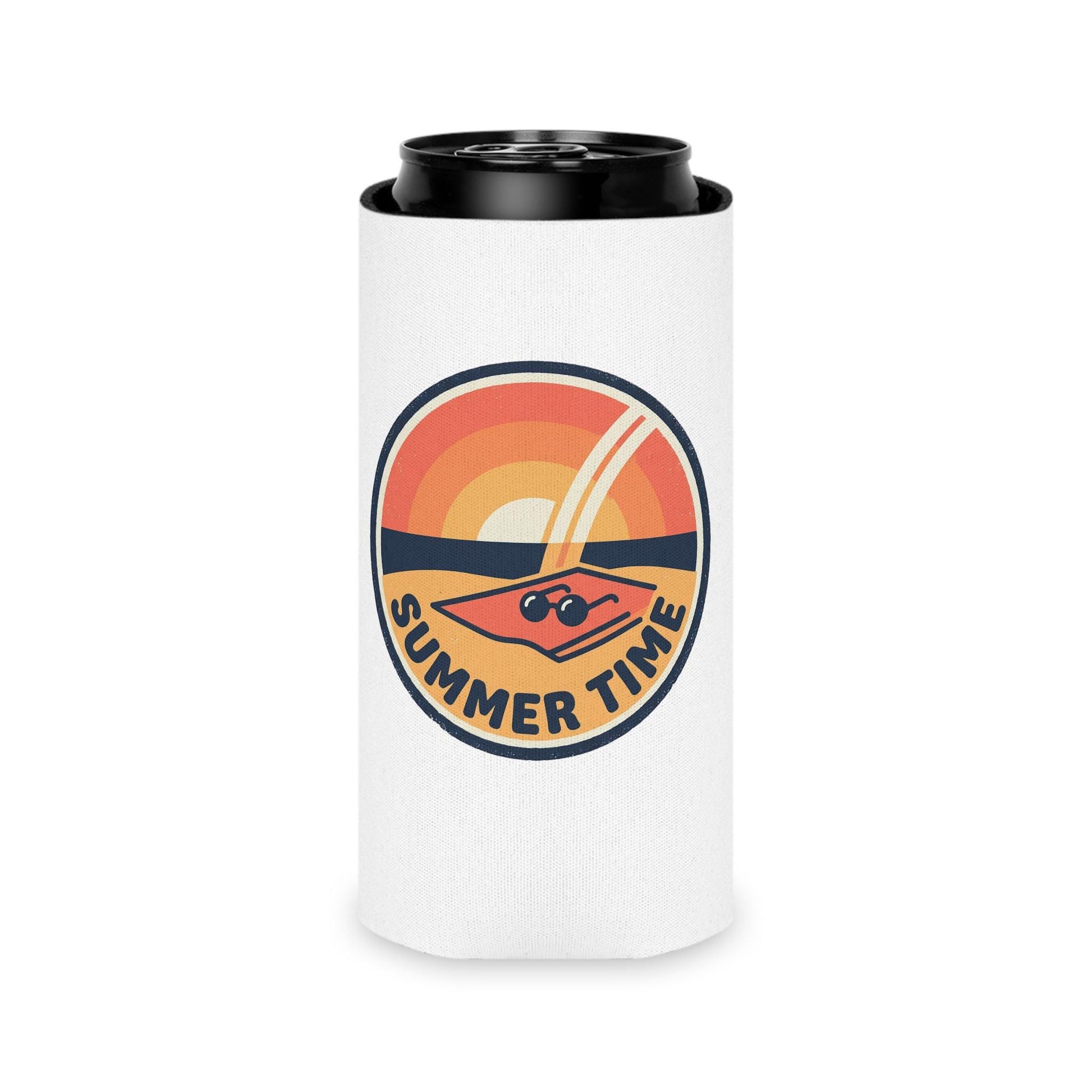 White can cooler on a can with retro sunset logo and 'SUMMER TIME' text