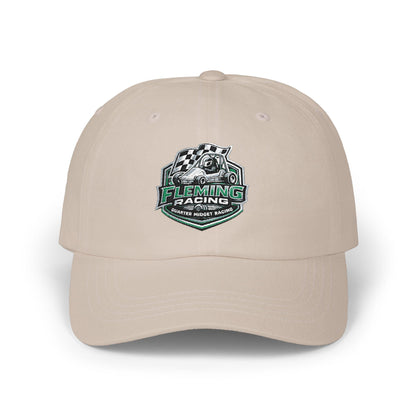 Fleming Racing soccer crest dad cap, khaki with embroidered logo at front