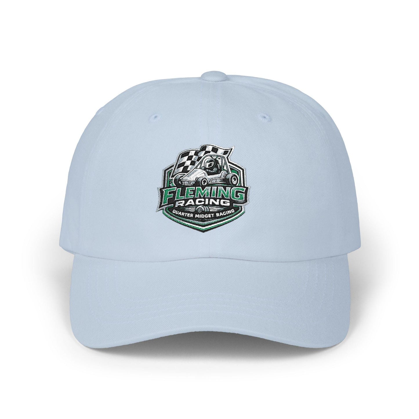 Fleming Racing soccer crest dad cap, light blue with embroidered logo at front