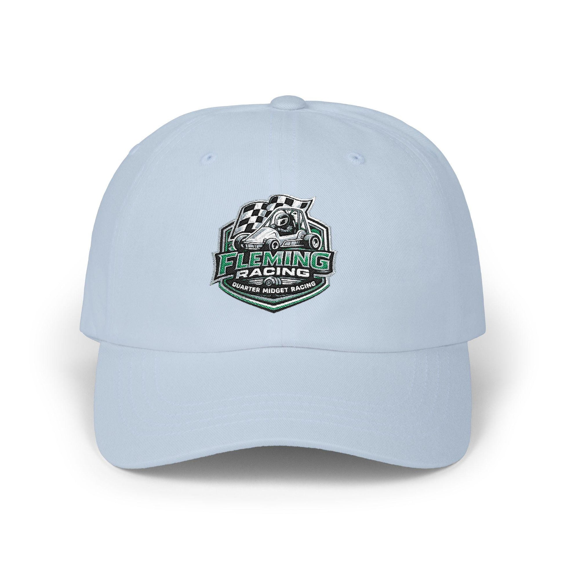Fleming Racing soccer crest dad cap, light blue with embroidered logo at front
