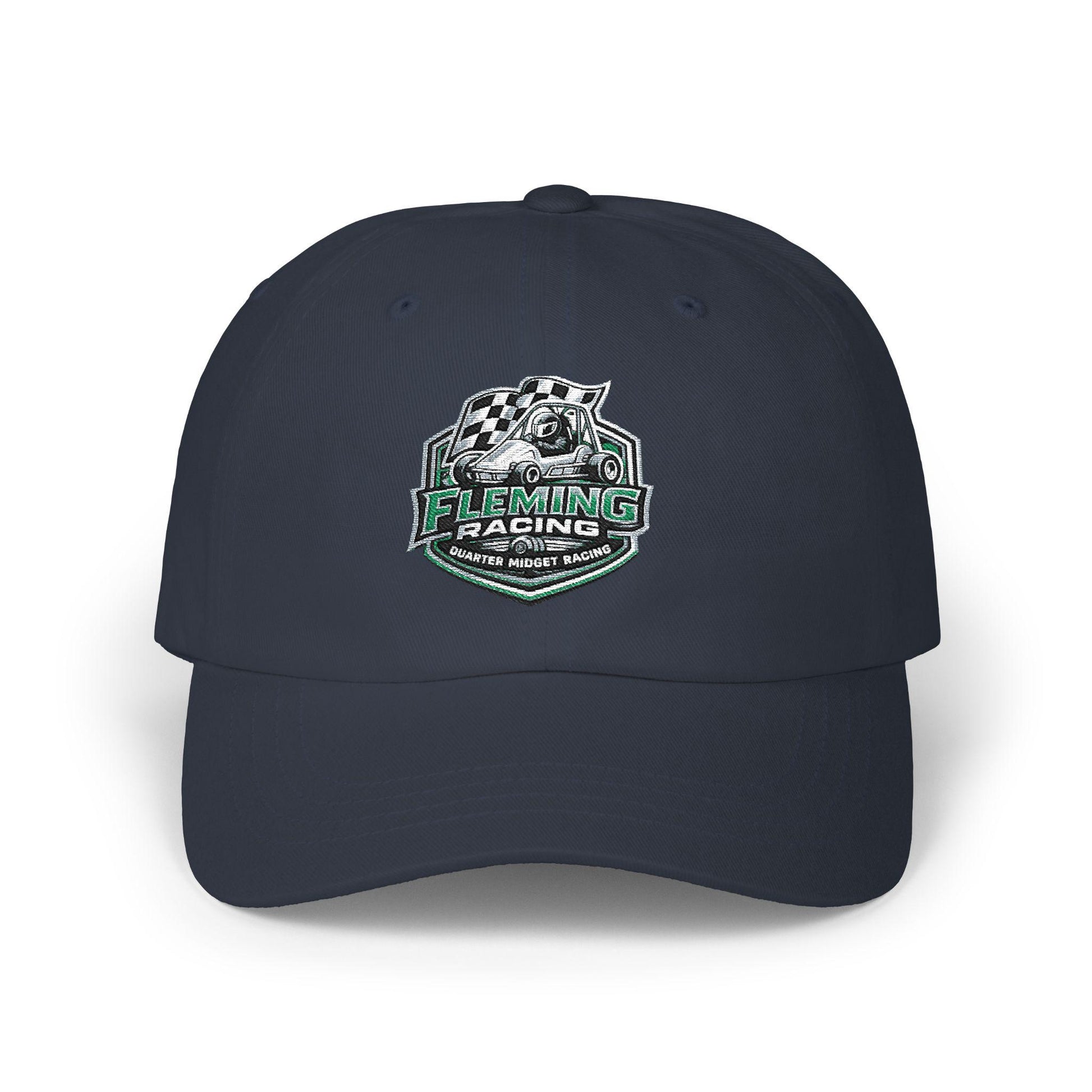 Fleming Racing soccer crest dad cap, navy with embroidered logo at front