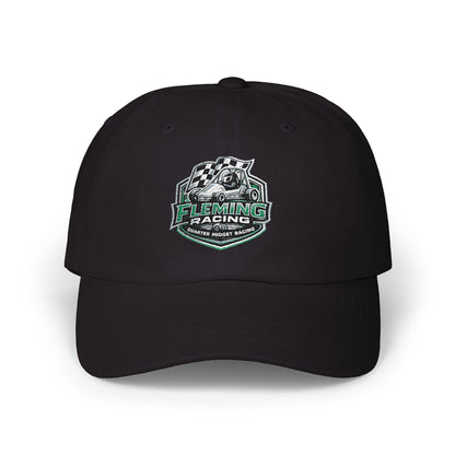 Fleming Racing soccer crest dad cap, black with embroidered logo at front