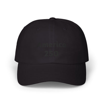 Black America 250 dad cap with front logo text