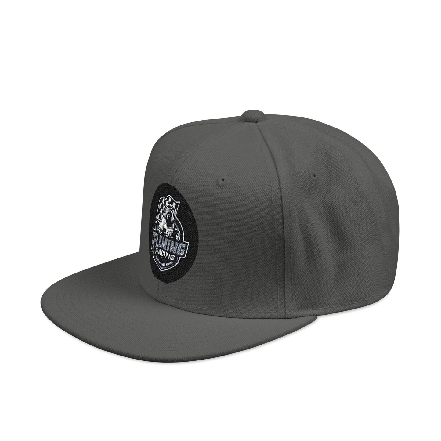 Charcoal gray baseball cap with black brim and Fleming Racing logo patch