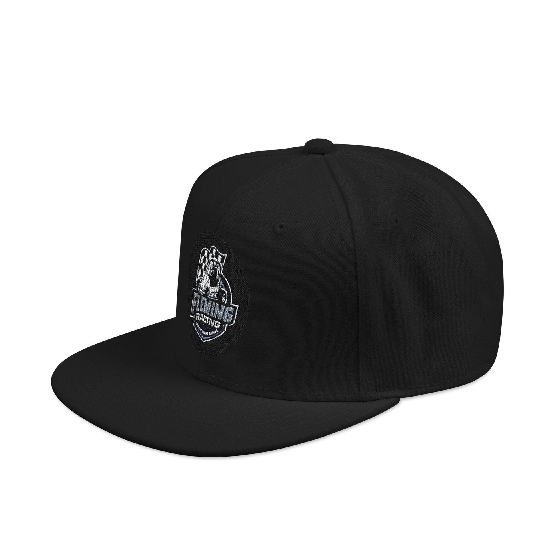 Black baseball cap with Fleming Racing logo patch