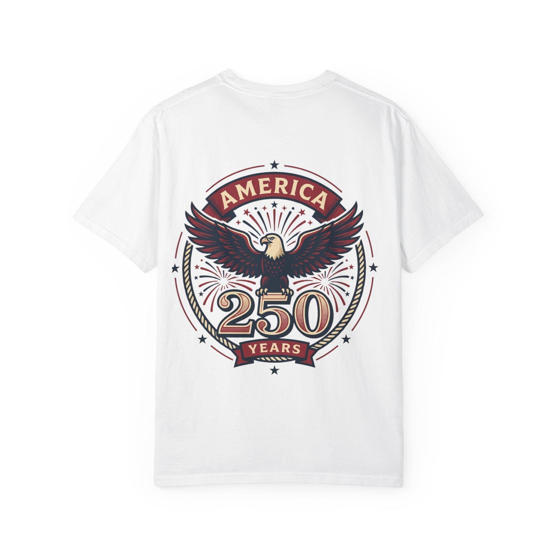 White T-shirt with eagle 'AMERICA' 250 years crest graphic