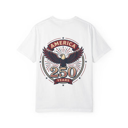 White T-shirt with eagle 'AMERICA' 250 years crest graphic