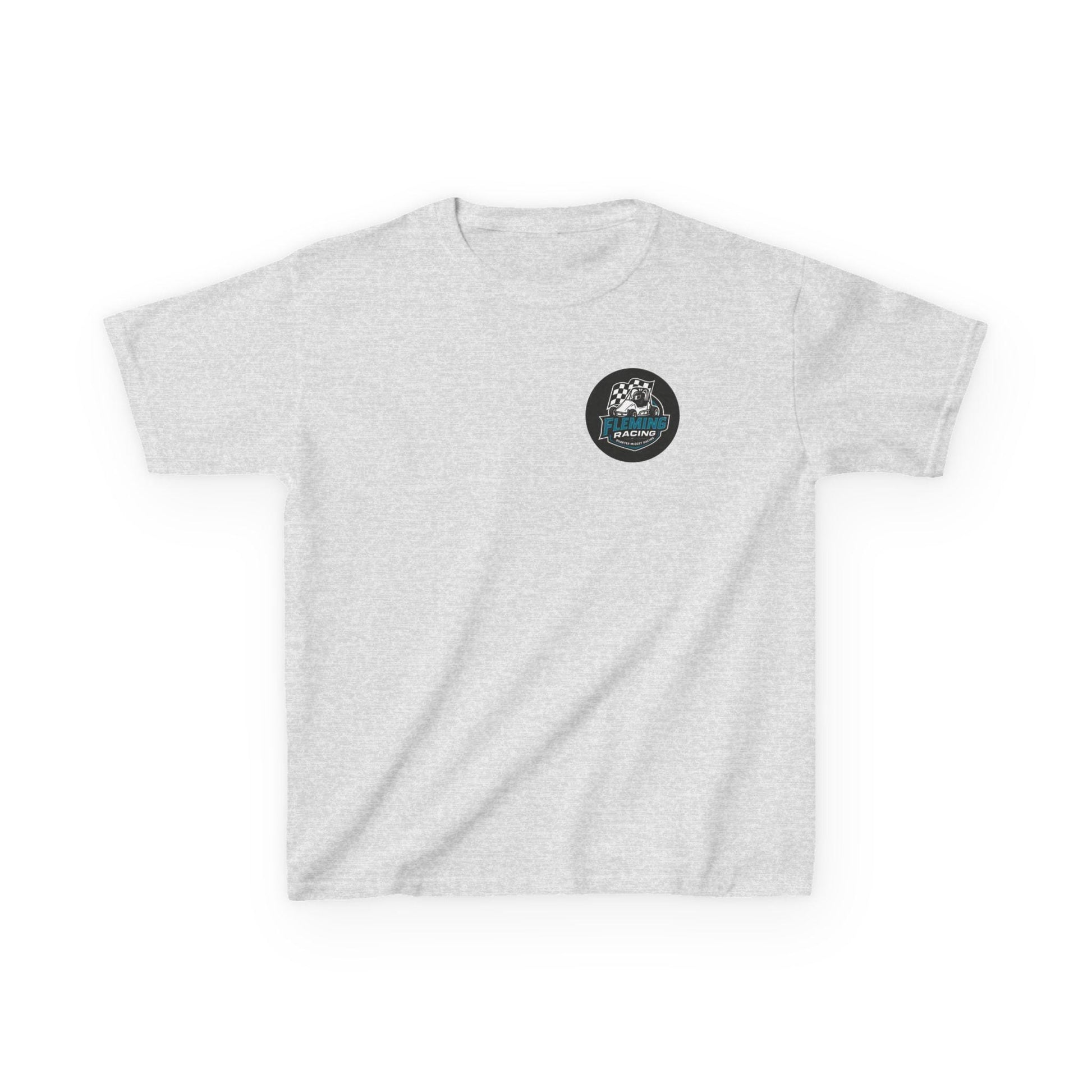 Kids racing logo tee, light gray T-shirt with small round emblem on chest