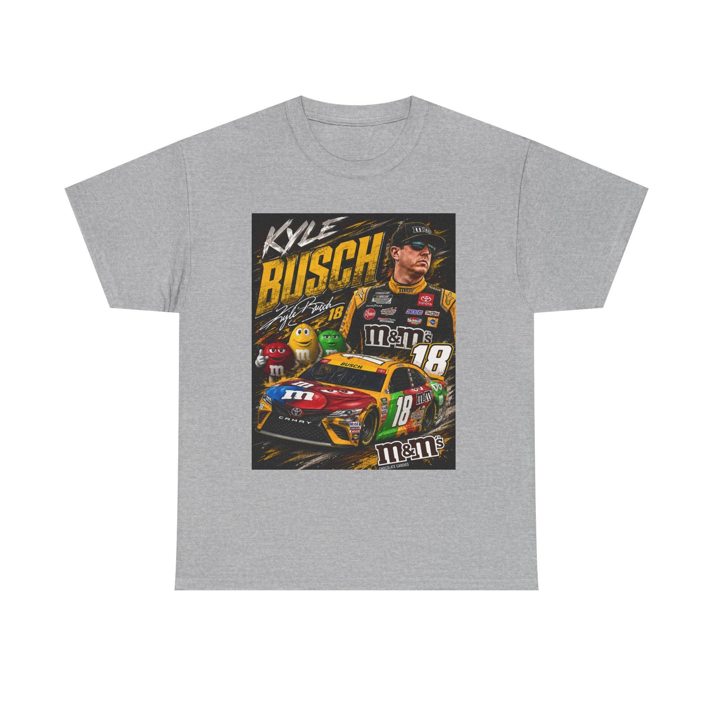 Light gray crewneck racing T-shirt with front graphic