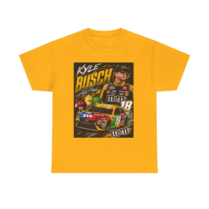Gold crewneck racing T-shirt with front graphic