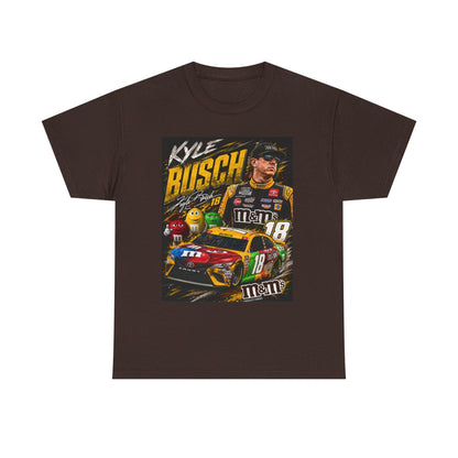 Dark brown crewneck racing T-shirt with front graphic