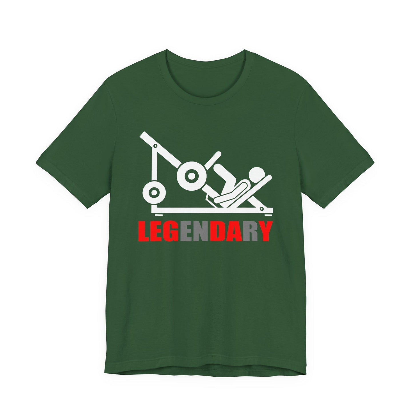 Asphalt gray crewneck T-shirt with white gaming graphic and red "LEGENDARY" lettering