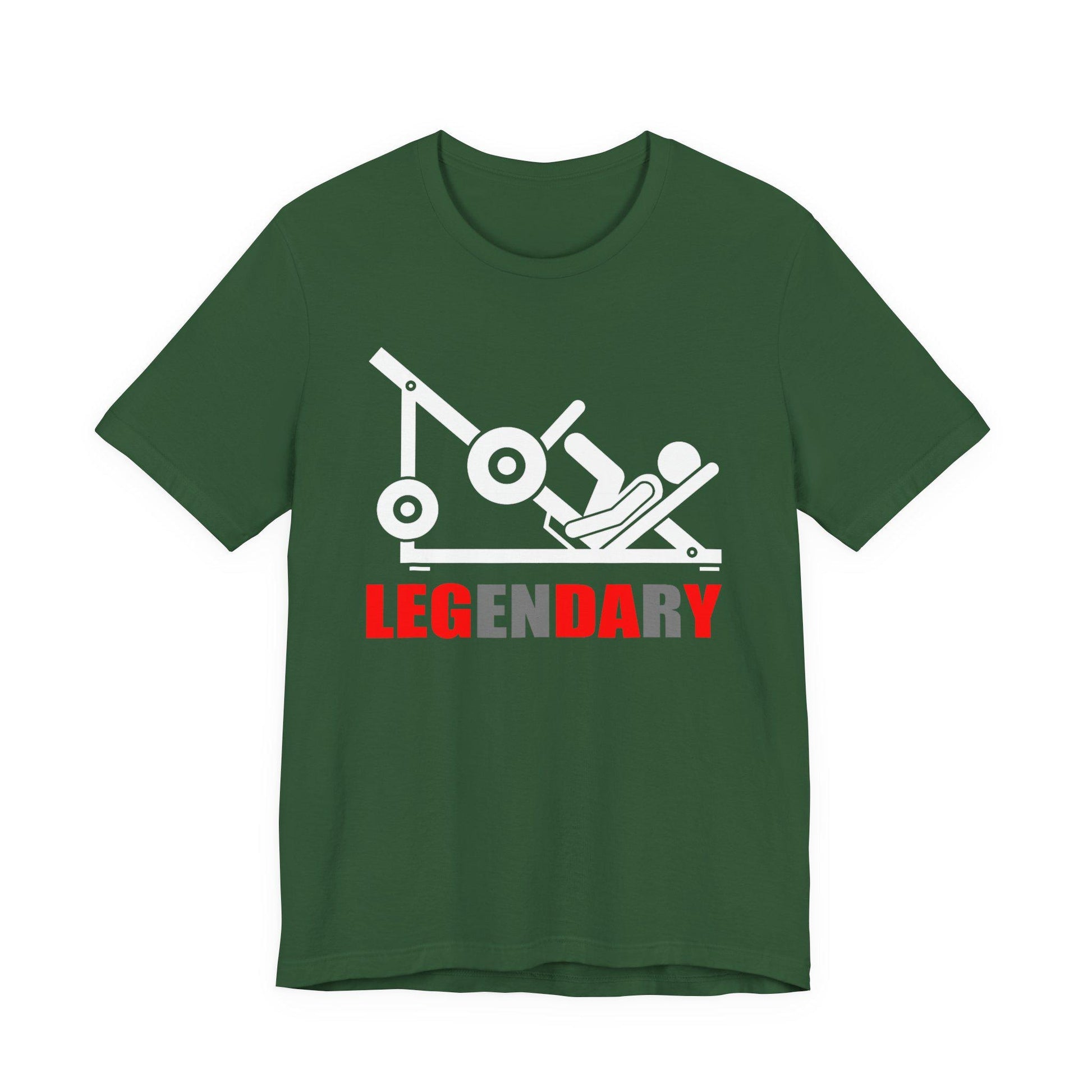 Asphalt gray crewneck T-shirt with white gaming graphic and red "LEGENDARY" lettering