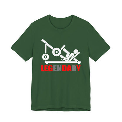 Asphalt gray crewneck T-shirt with white gaming graphic and red "LEGENDARY" lettering