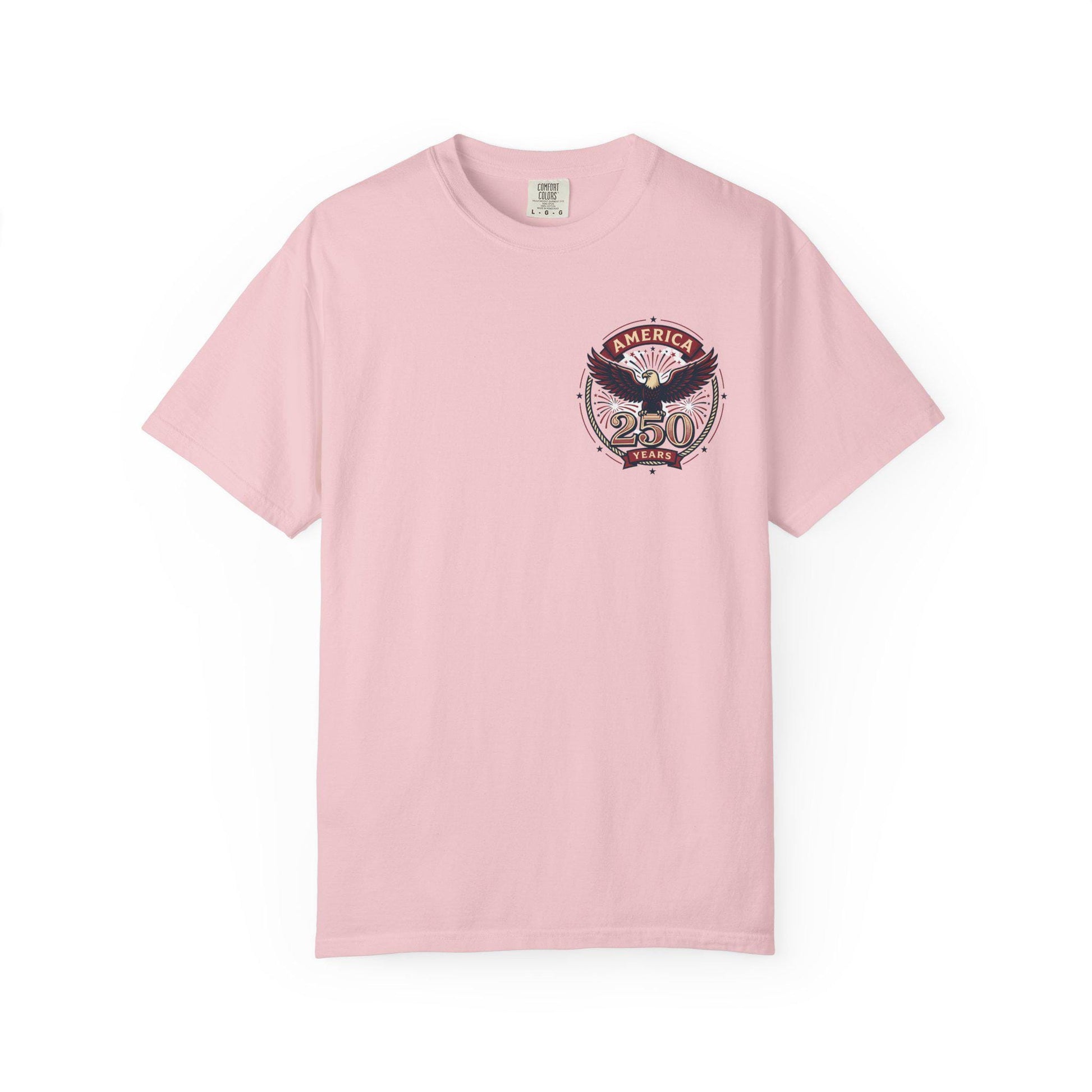 Rose pink crew-neck T-shirt with chest eagle America 250 graphic
