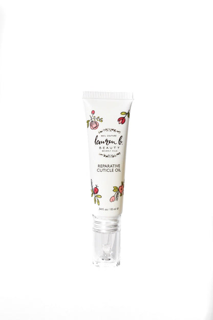 Reparative cuticle oil tube with botanical design