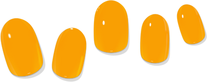 Set of apricot gel nail wrap tips in glossy bright orange ovals