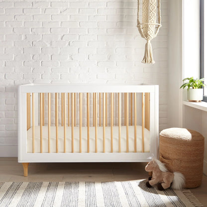 Cooling bamboo crib fitted sheet, ivory, textured surface on crib mattress