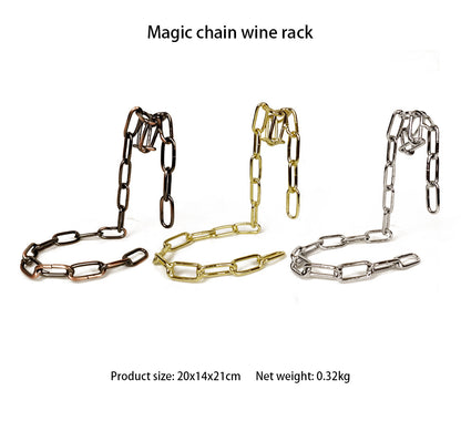 Wine bottle holder chain sets in dark, antique gold, and silver finishes