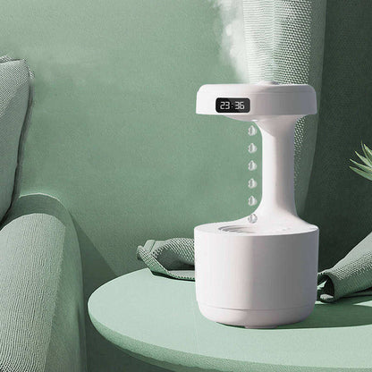 White LED water drop humidifier diffuser with illuminated time display on top