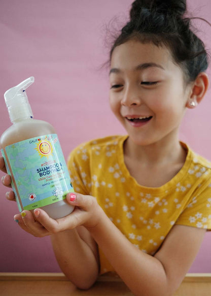 Kids #Chillax shampoo & bodywash bottle in child’s hand