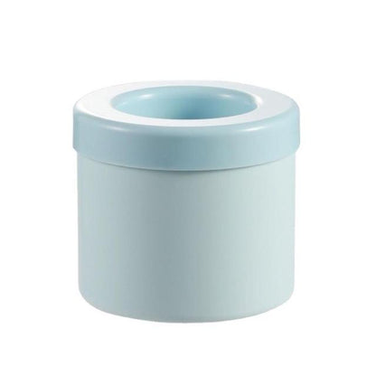 Light blue silicone cylinder ice maker bucket with matching lid ring