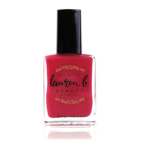 Lauren b. Beauty nail polish bottle in deep red
