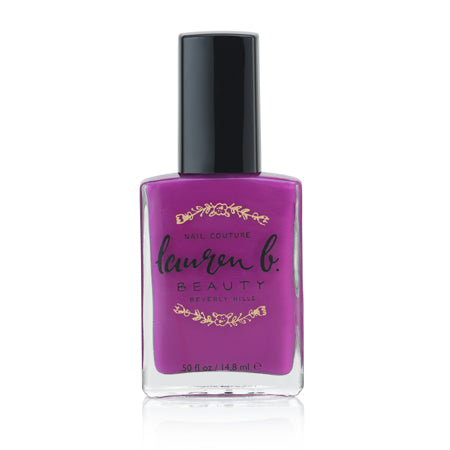 Purple vegan nail polish bottle with black cap