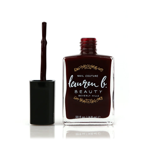 Lauren b. Beauty nail polish bottle with brush applicator, burgundy shade