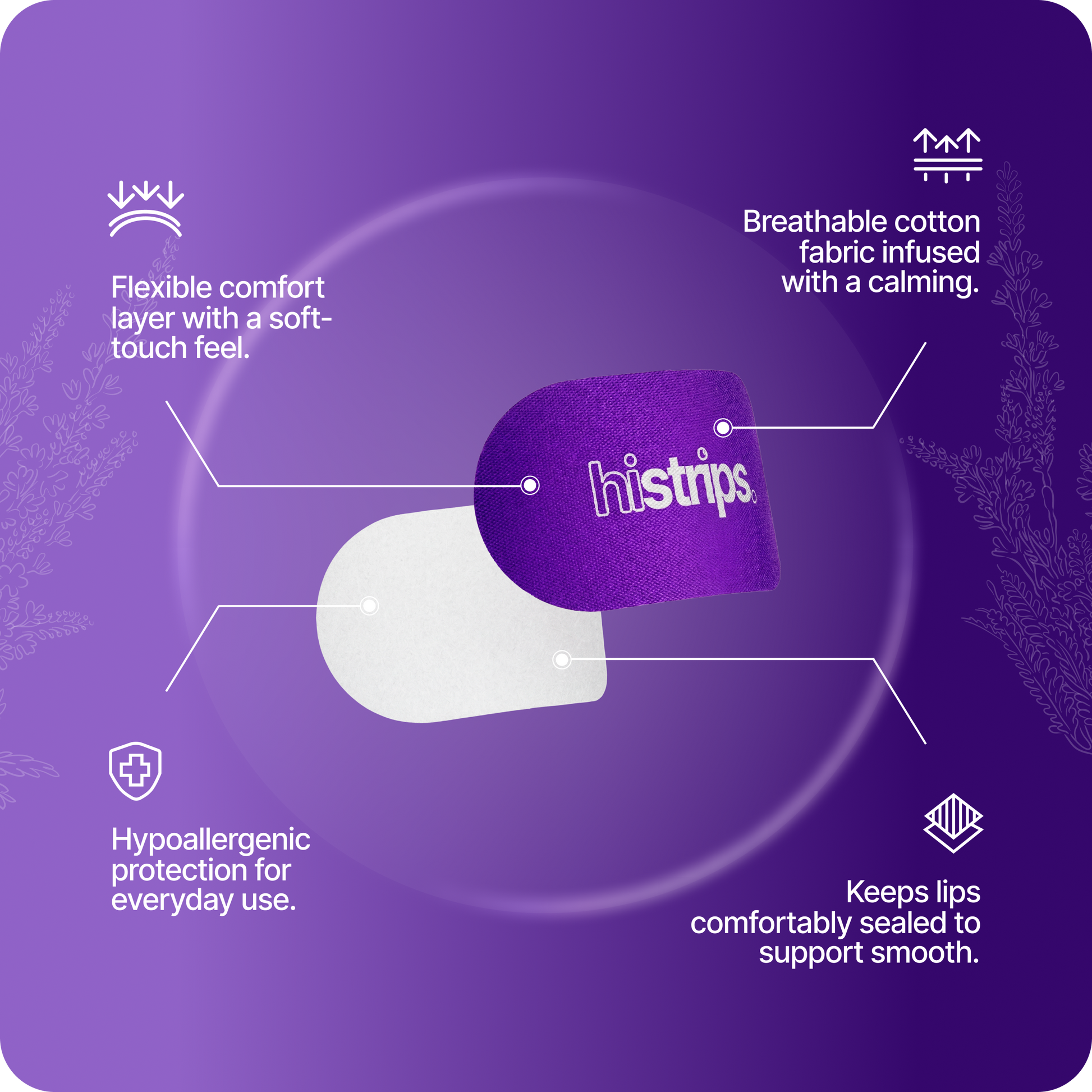 Lavender mouth tape set with histrips purple-backed adhesive tabs