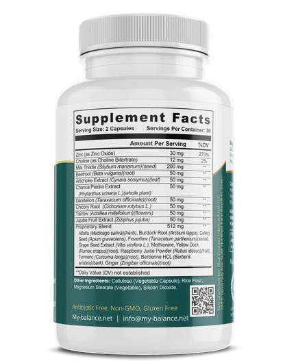 Supplement bottle back label with Supplement Facts panel