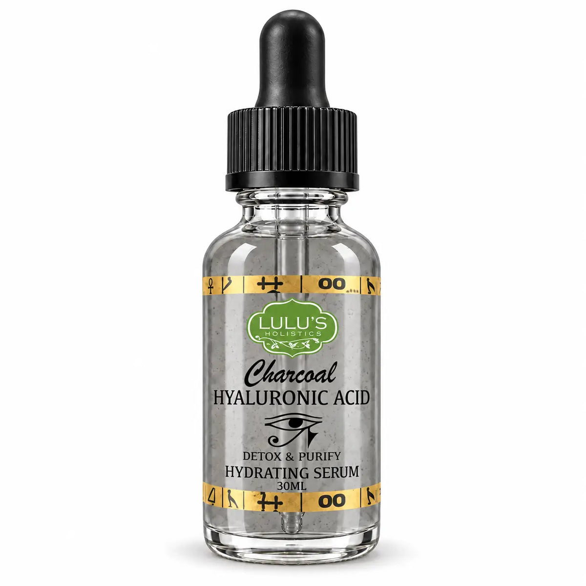 Charcoal hyaluronic acid detox & purify hydrating serum, 30 mL dropper bottle