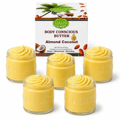 Almond Coconut Glowing Whipped Body Butter with Raw African Yellow Shea Base