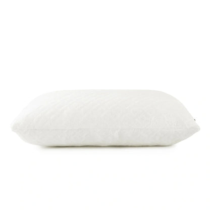 Bamboo cooling lumbar pillow, white contoured shape with low profile.