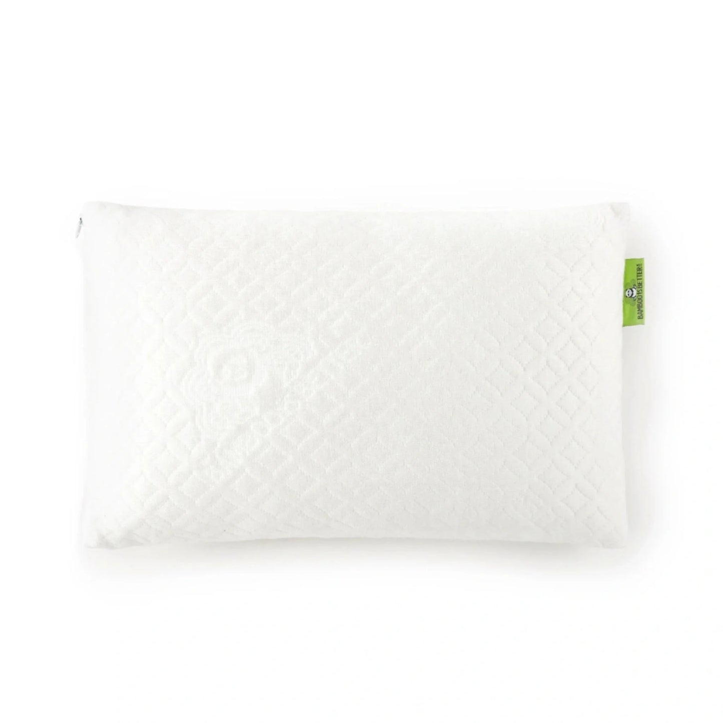 Adjustable bamboo cooling lumbar pillow, white cover with textured quilting.