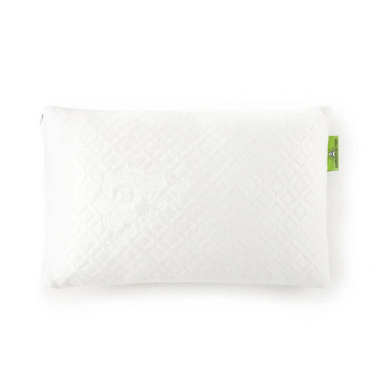 Adjustable bamboo cooling lumbar pillow, white cover with textured quilting.