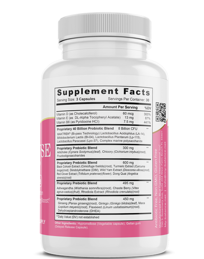 Supplement Facts label on back of my balance menopause support supplement bottle