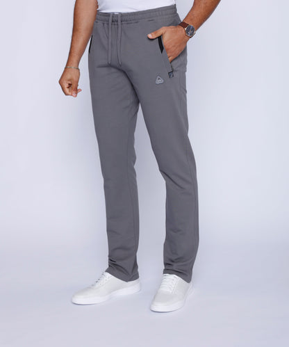Men's athletic sweatpants, straight leg, grey with drawstring waist and side pockets