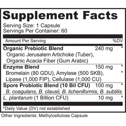 Spore Probiotic Complex with Prebiotics & Enzymes