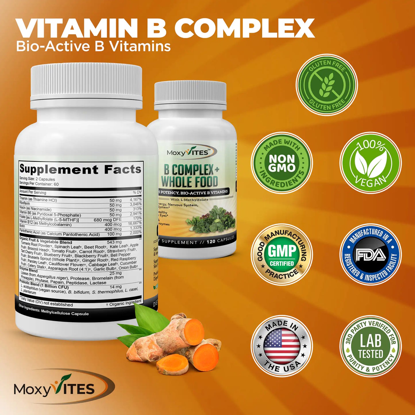 Methylated Vitamin B Complex with Whole Food Base