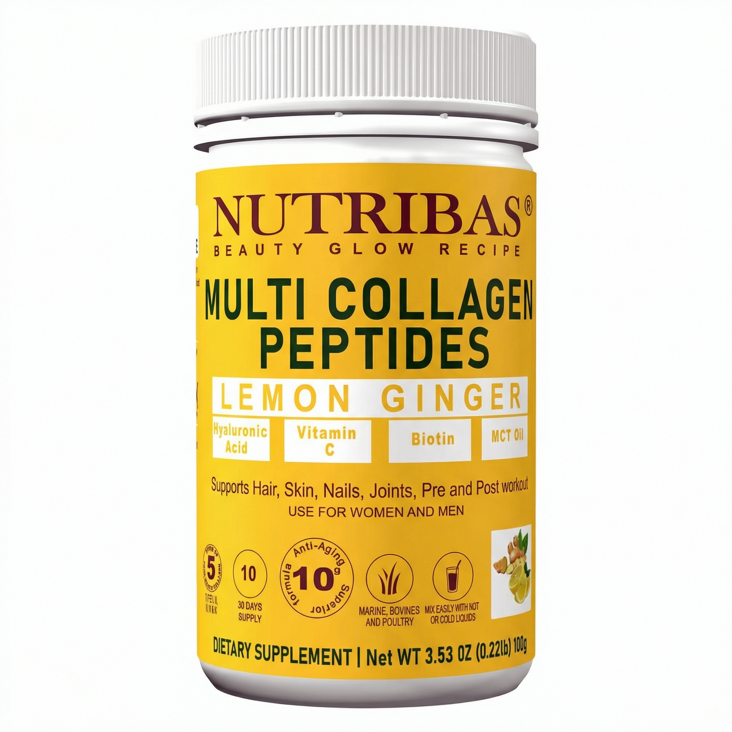 Hydrolyzed Multi Collagen Lemon Ginger, 100 g