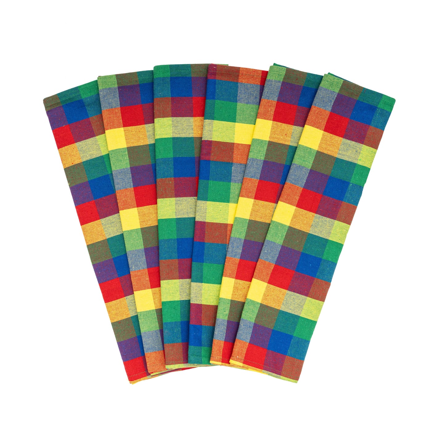 Plaid kitchen towels, multicolor check pattern, folded set