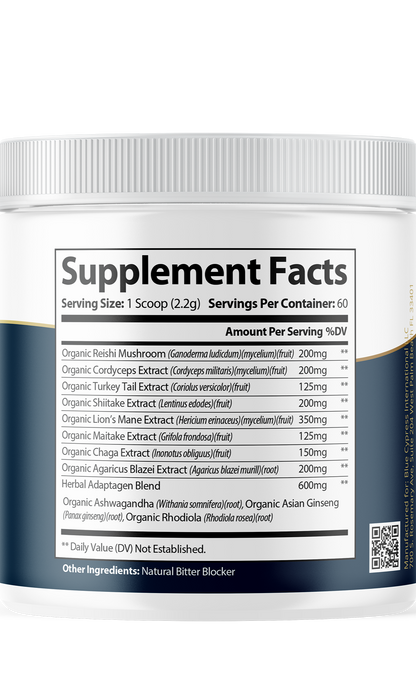 Supplement Facts panel on supplement jar, serving size and ingredients list