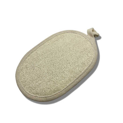 Natural loofah sponge with loop, oval scrub pad