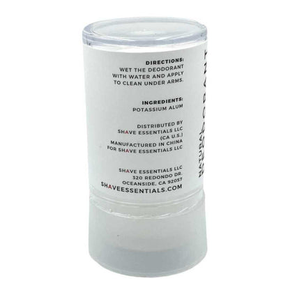 Mineral deodorant stick with ingredients and directions label on clear container