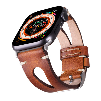 Leather Bands Compatible with Apple Watch Band 40 mm 38 mm 41 mm 42 mm 44 mm 45 mm 49 mm Band For Women Straps For Men Handmade Crazy Horse Full Grain Genuine Leather Strap for iWatch Series 9 8 7 6 SE Ultra 1 2 (38mm/40mm/41mm Space Gray Brown Medium) - Renee Lane Company